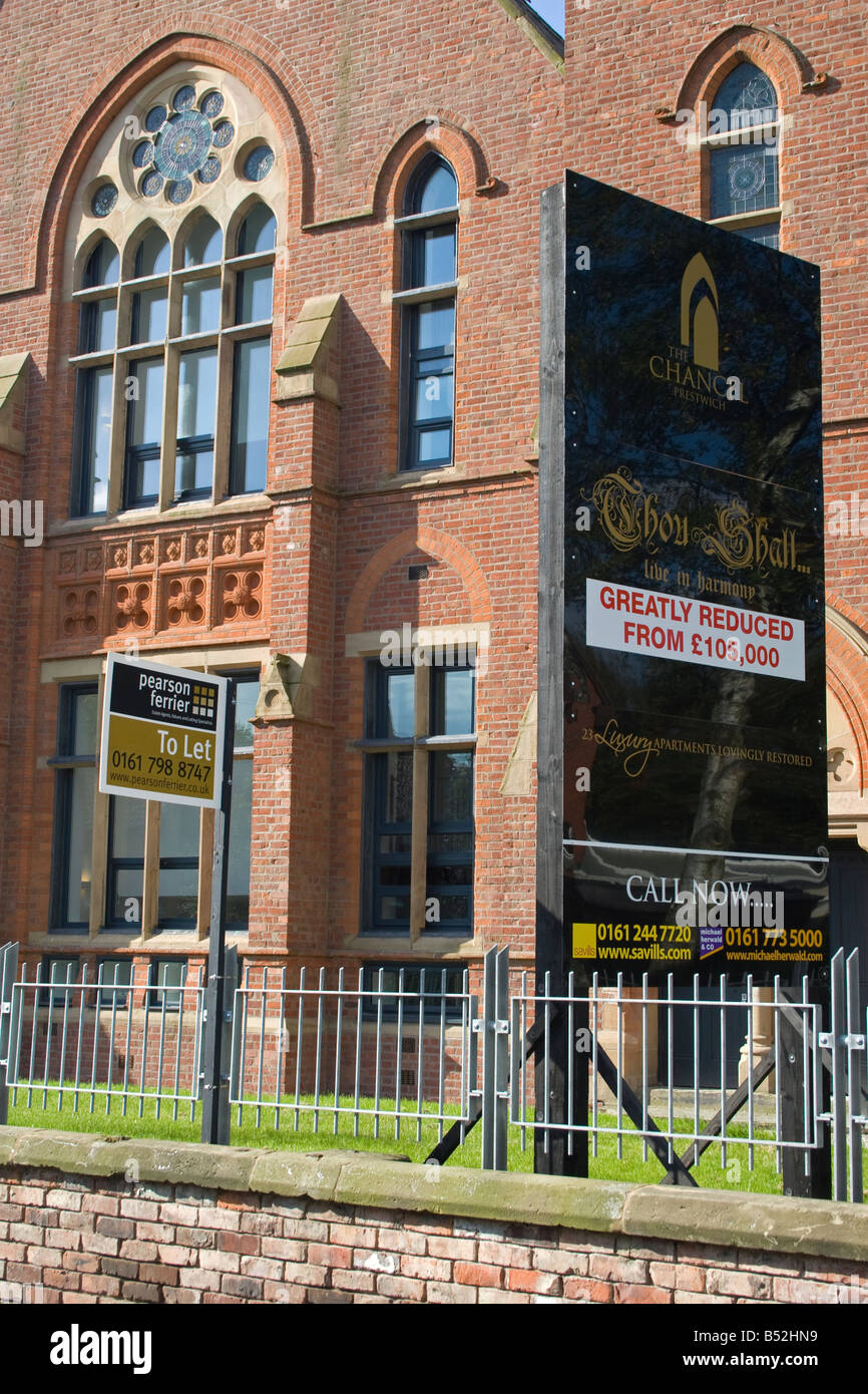 Church conversion to apartments, Prestwich, Manchester, UK Stock Photo