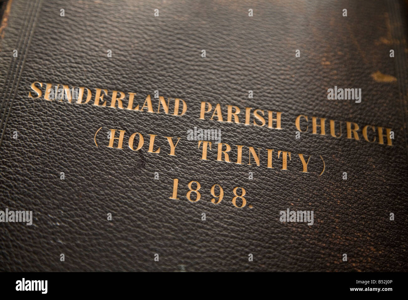A bible within Sunderland Parish Church. The bible dates to the Victorian period. Stock Photo