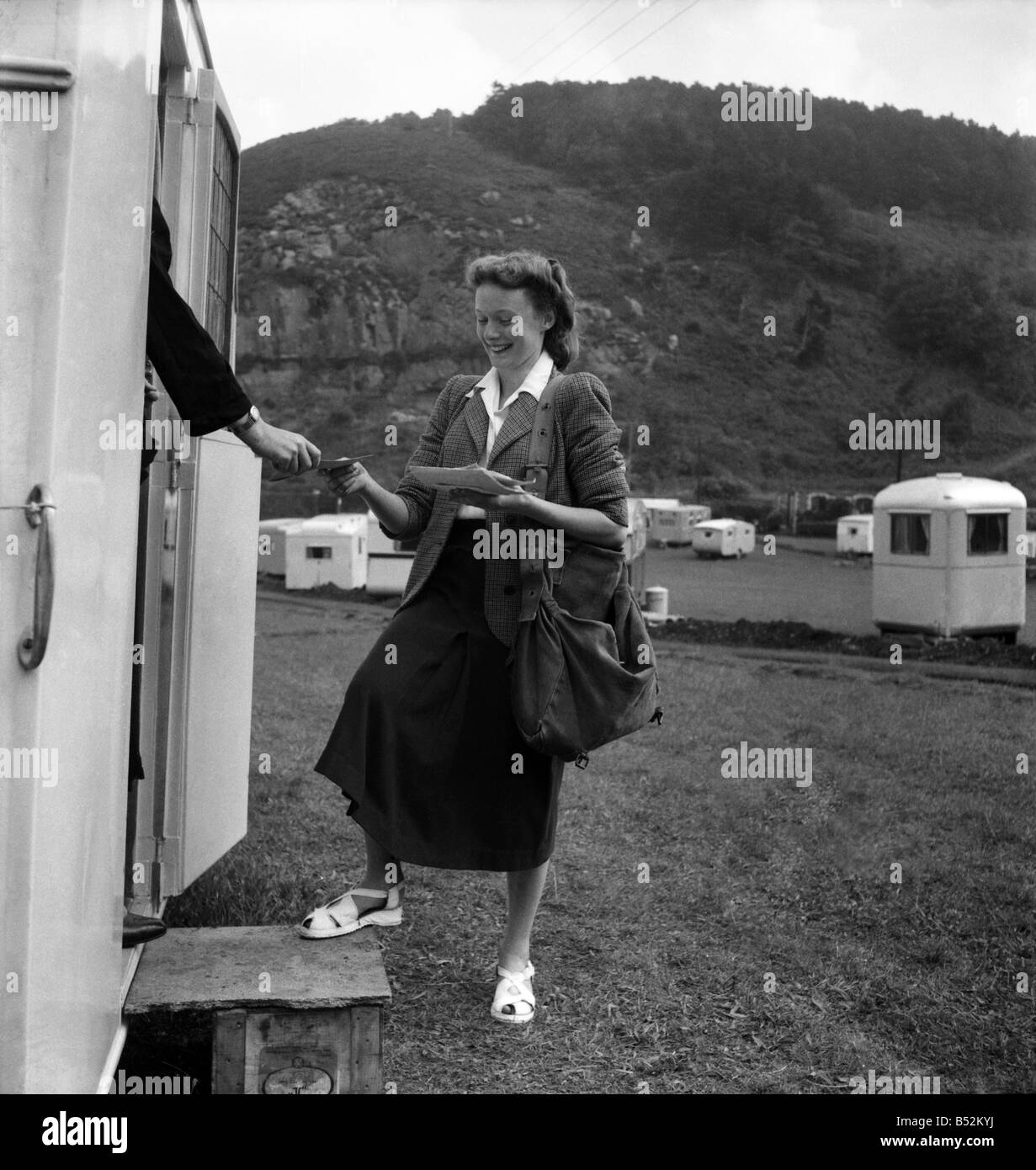 Lynmouth Postwoman - Paddy Prideaux. September 1952 C4408 Stock Photo