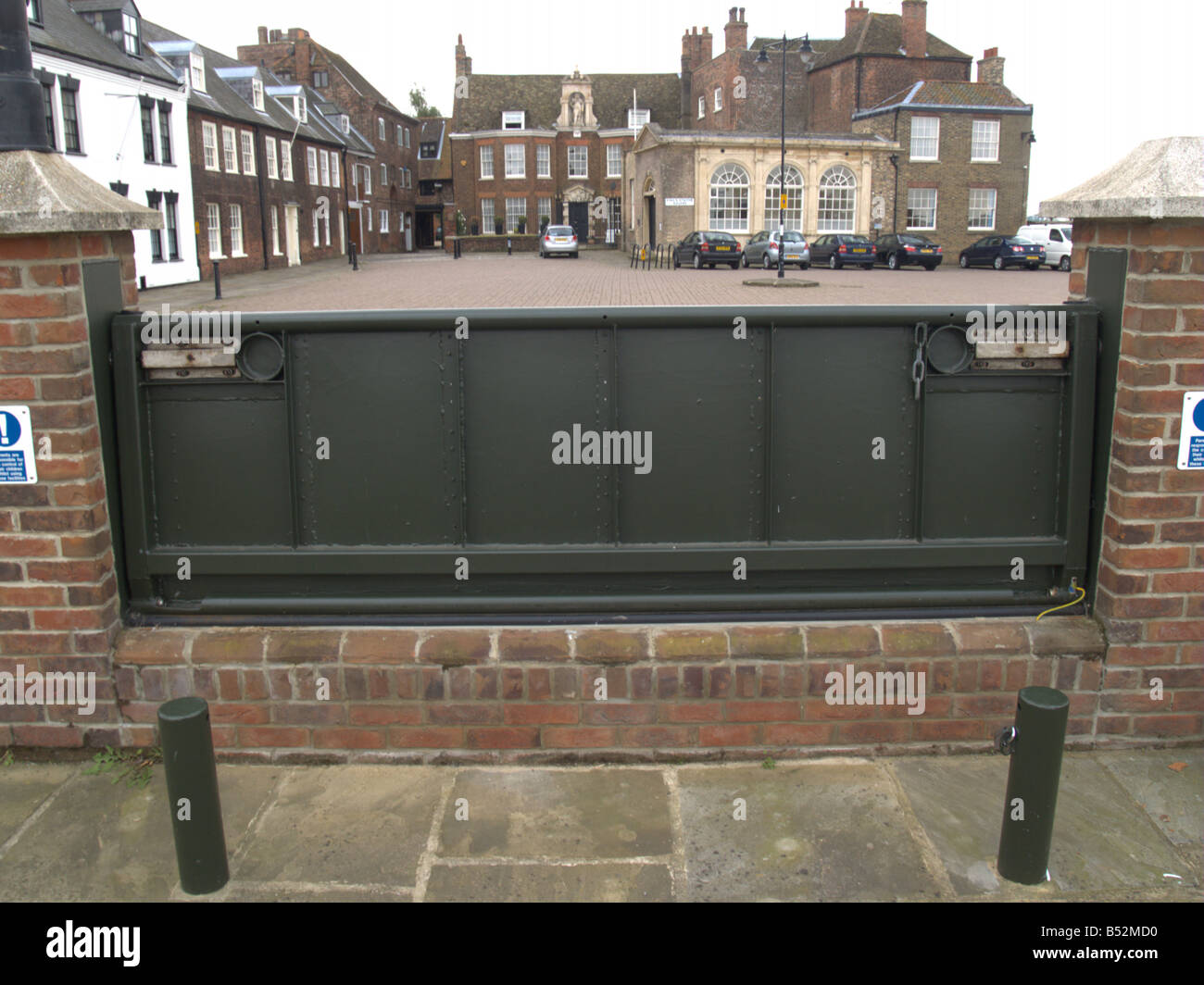 flood barrier public seat seating kings lynn norfolk the fens england