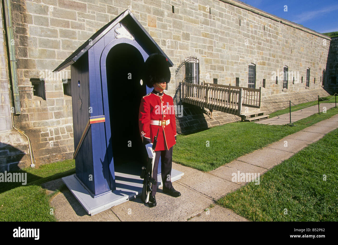 A soldier guard at the Citadelle home to the Van Doos the Royal 22nd Regimen Stock Photo