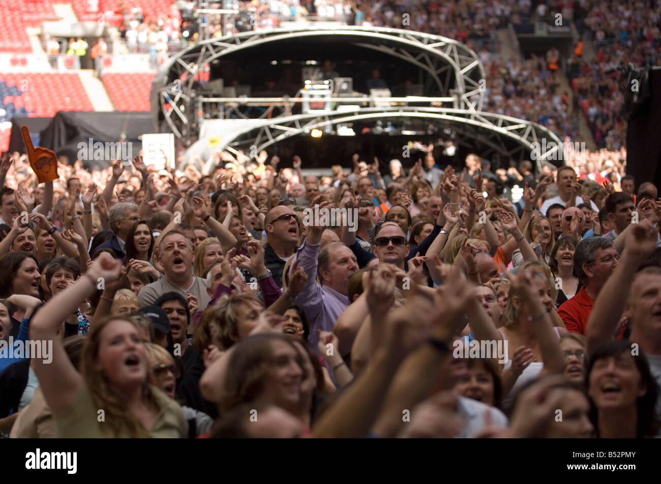 The Princess Diana Memorial concert at wembley stadium today crowd preforming at the concert today. Stock Photo