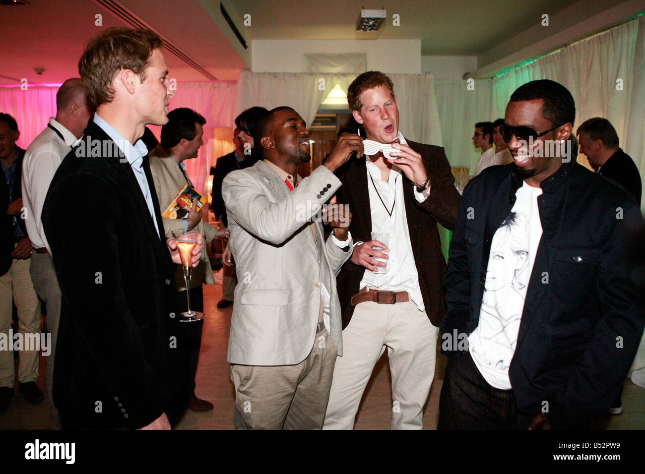 william and harry with p diddy and kanye west Stock Photo