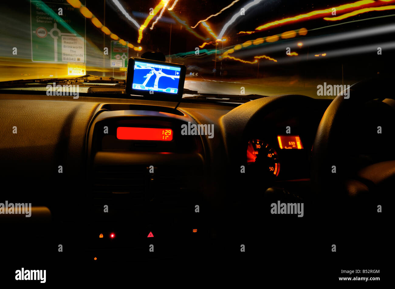Driving at Night Stock Photo
