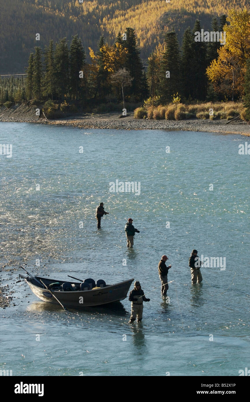 Group of fishermen sport fishing on the Kenai River near Cooper Landing