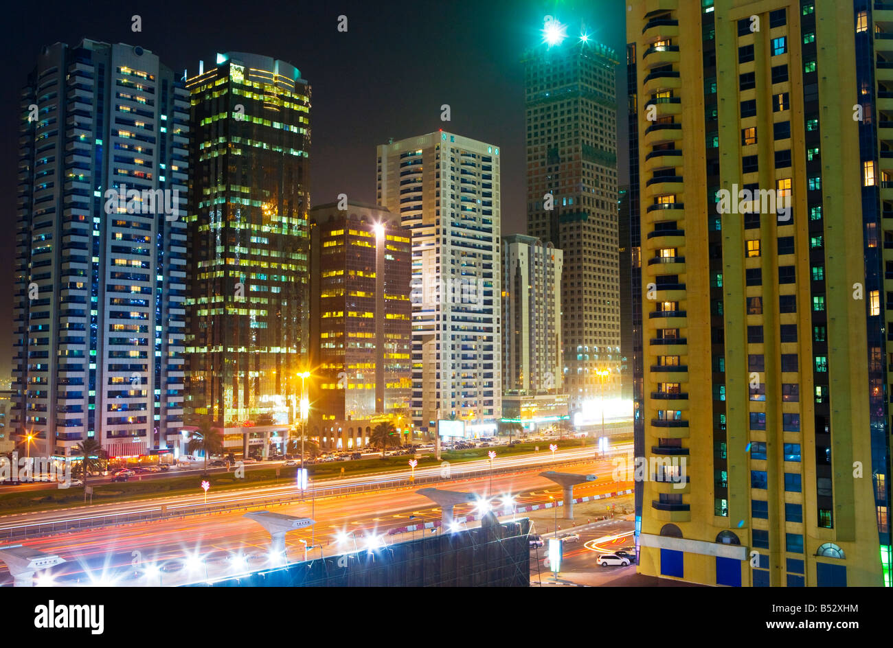 United Arab Emirates, Dubai, Sheikh Zayed Road. Stock Photo