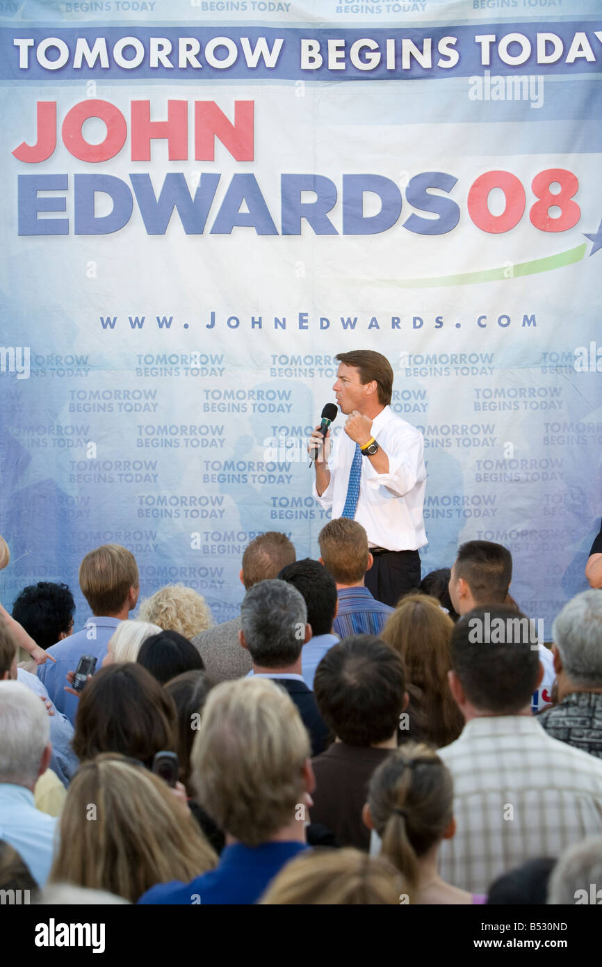 WEST HOLLYWOOD CA AUGUST 9 Presidential Candidate John Edwards speaking at a fund raising event in West Hollywood Los Angeles CA Stock Photo