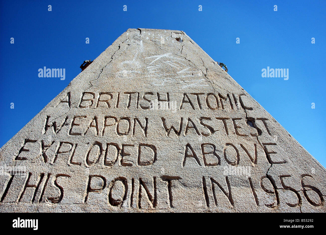 A plinth on Trimoulle Island, Montebello Islands, Western Australia records where British forces detonated an atomic weapon 1956 Stock Photo