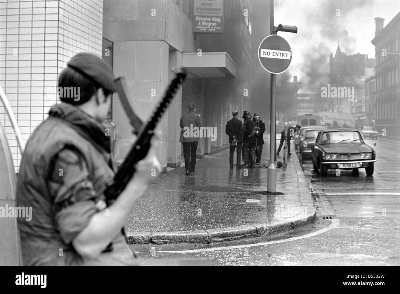 Northern Ireland Sept. 1971. Troops seal off Belfast city centre