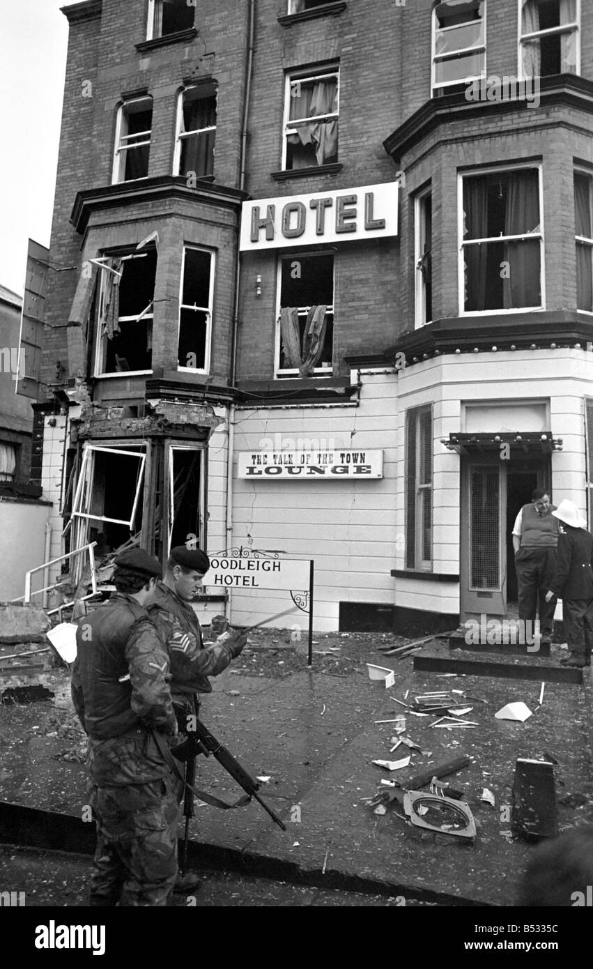 Woodleigh Hotel Londonderry wher Dennis and Tina Patton and their wedding reception guests were order out of the hotel before it was blown up.. McBride. February 1972 72-1630 Stock Photo