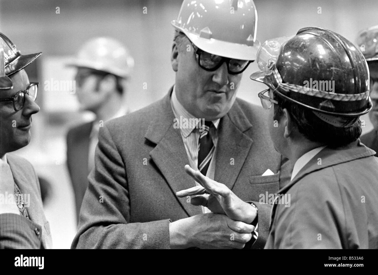 Northern Ireland Secretary Willie Whitelaw seen here during a visit to Du Pont factory in Londonderry. April 1972 72-4759-006 Stock Photo