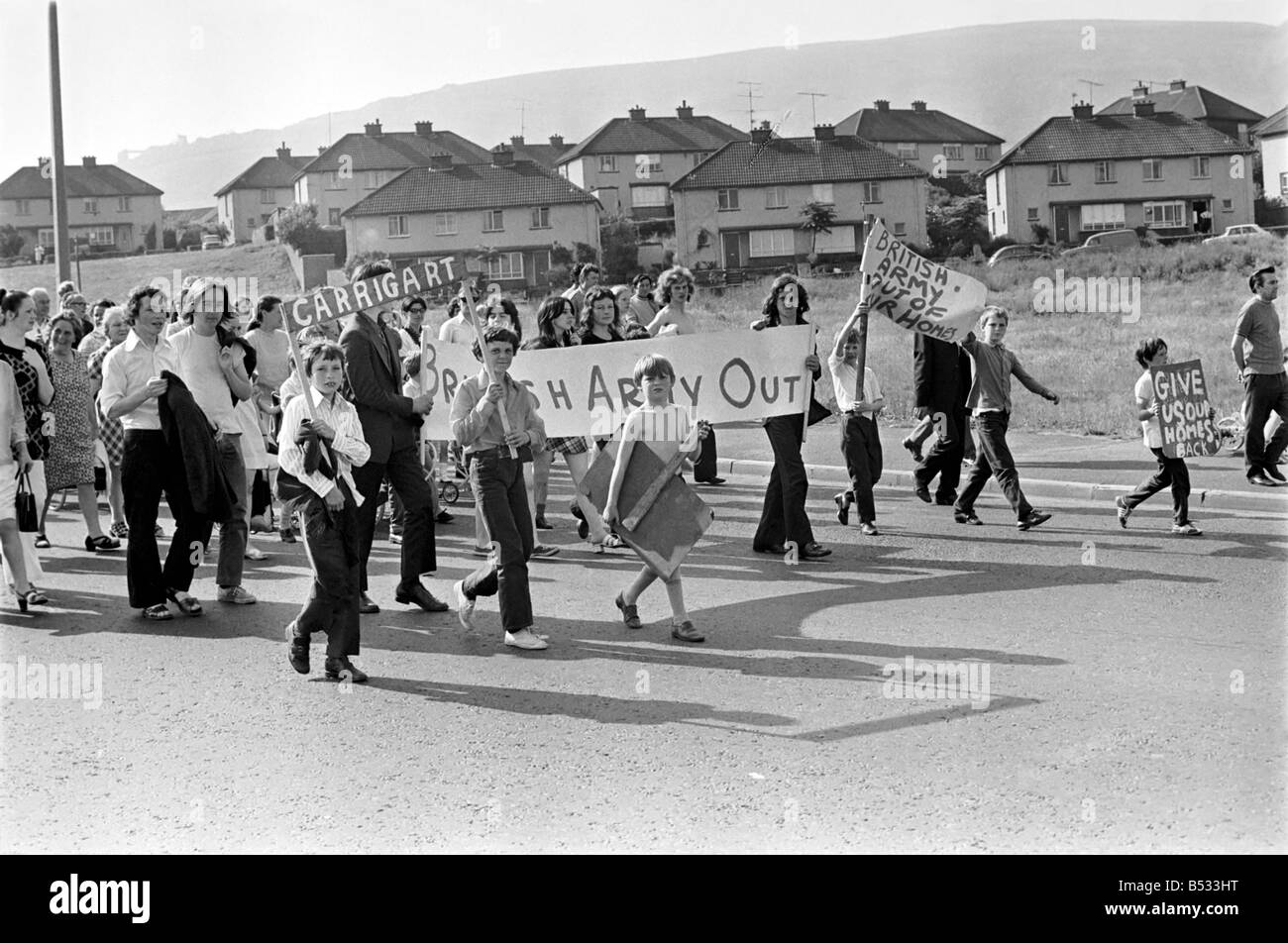 Northern Ireland July 1972. People of the Lenadoon estate evacuate