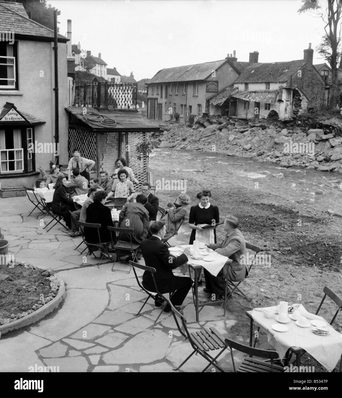 The village tea rooms of Lynmouth in Devon reopen after it was damaged