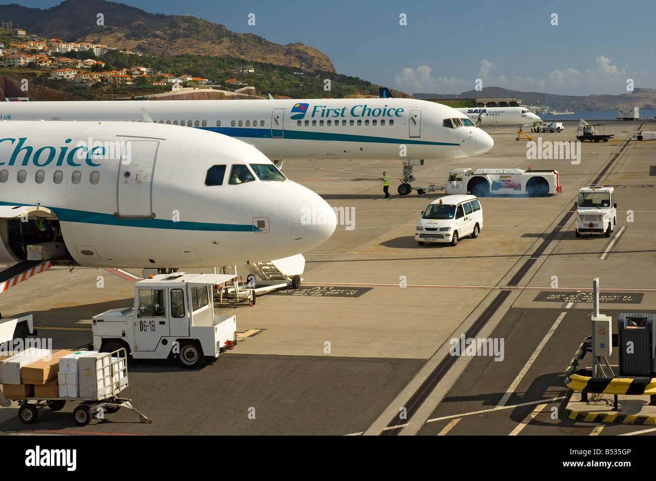 First Choice planes aircraft at Funchal airport Madeira Portugal EU Europe Stock Photo