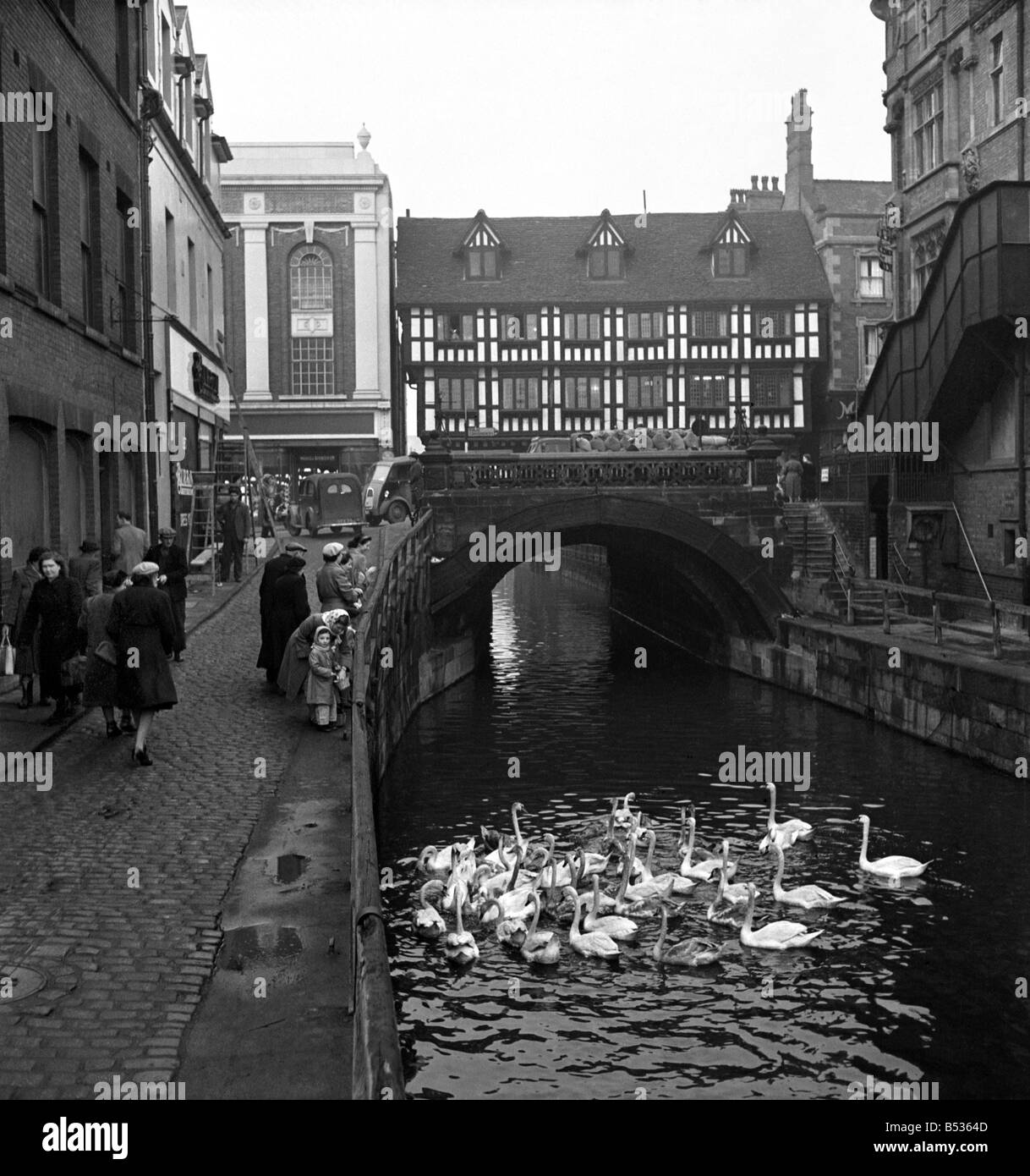 Lincoln - The High Bridge carries Lincoln's High Street over the River Witham. Incorporated in its structure are the stone ribs Stock Photo
