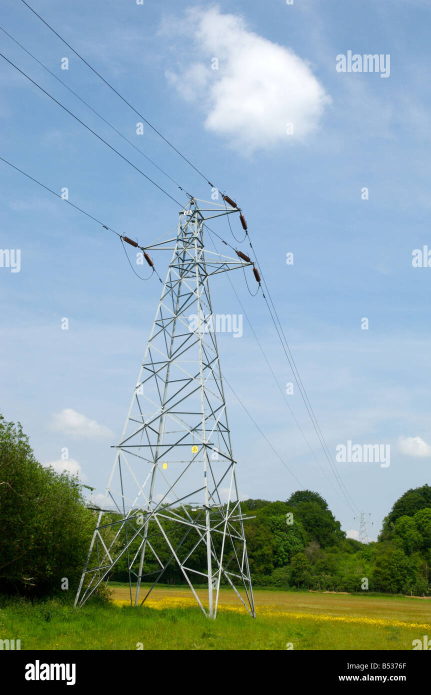 Electricity pylon in a rural field, Suffolk, England 2008 Stock Photo ...