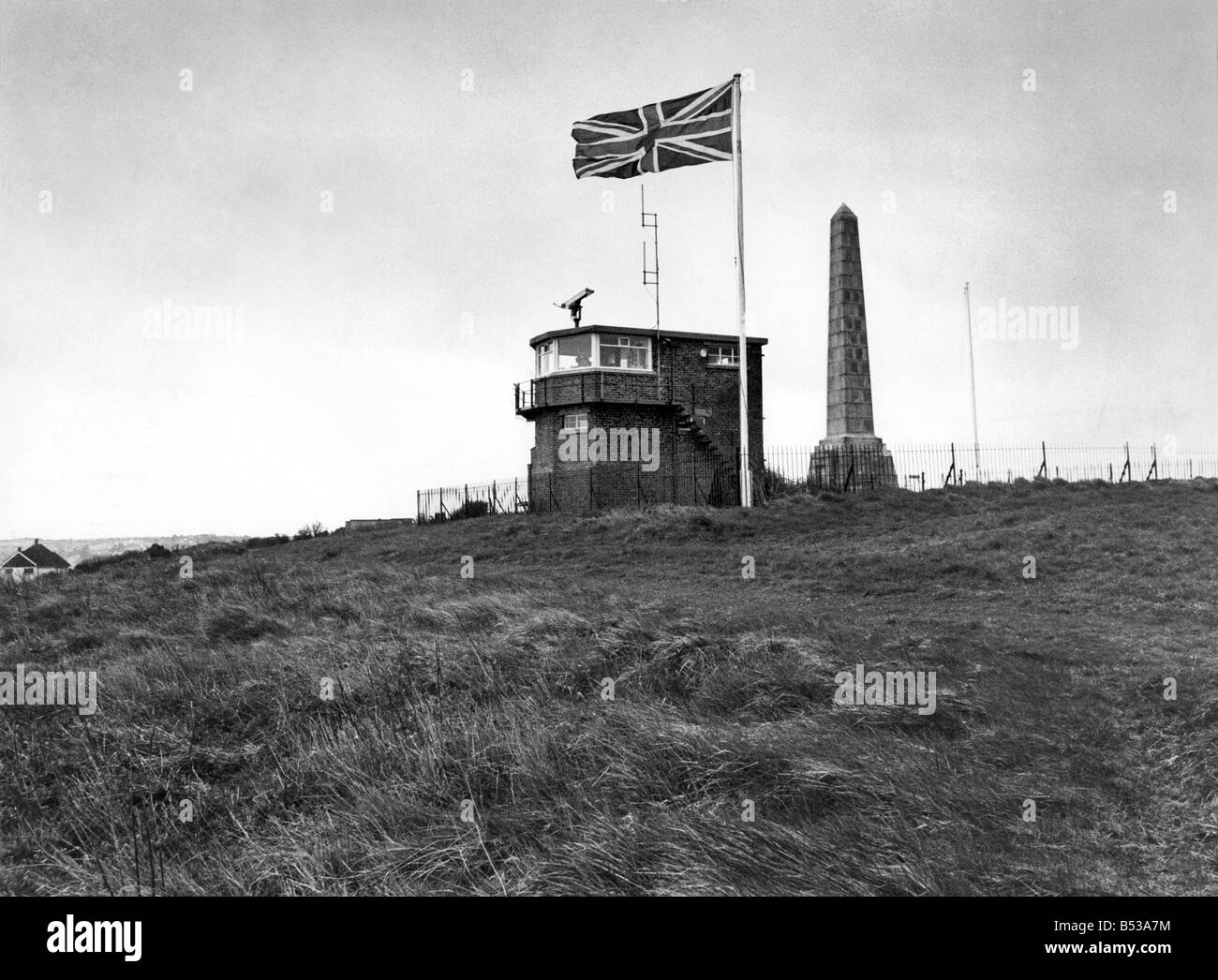 St. Margaret's Bay coastguard station on the Kent coast, overlooking the Straits of Dover, through which pass 800 ships a day. This station keeps a 24-hour visual, radio and radar watch, and is one of the most important in Britain. June 1972 P017793 Stock Photo