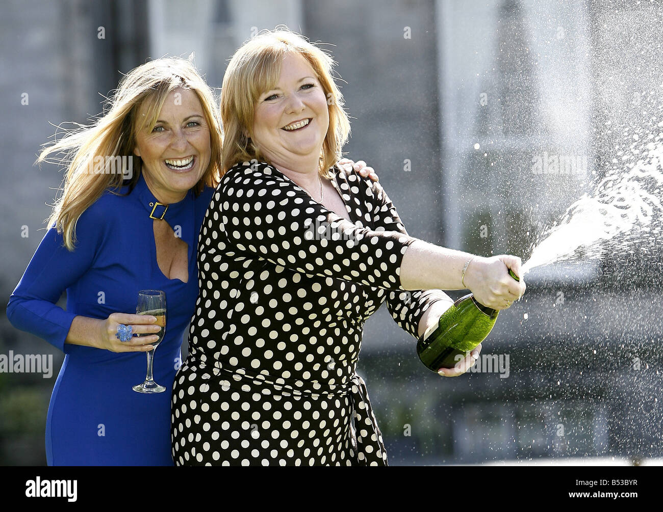 East Kilbride woman Angela Kelly (40) a Royal Mail Administrator at the Glasgow Mail Centre in Springburn with Fiona Phillips of GMTV. Angela made history by winning the 35.4 million Euromillions jackpot in the UK.; ; ; ;lotto;euro;millions;mail;royal;euromillions Stock Photo