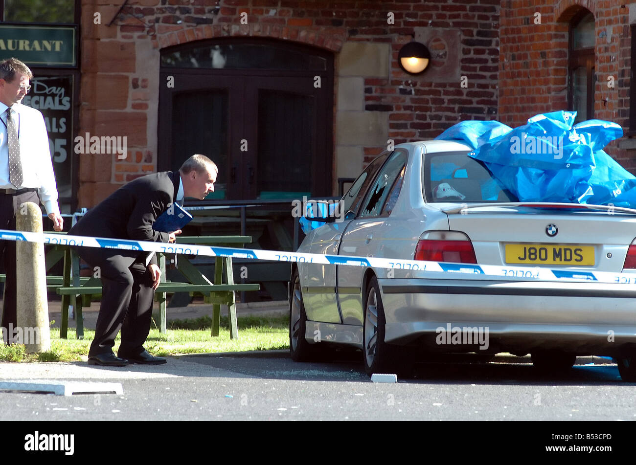 The car park of the Fir Tree Pub in Croxteth Liverpool where 11 year old Rhys Jones was shot