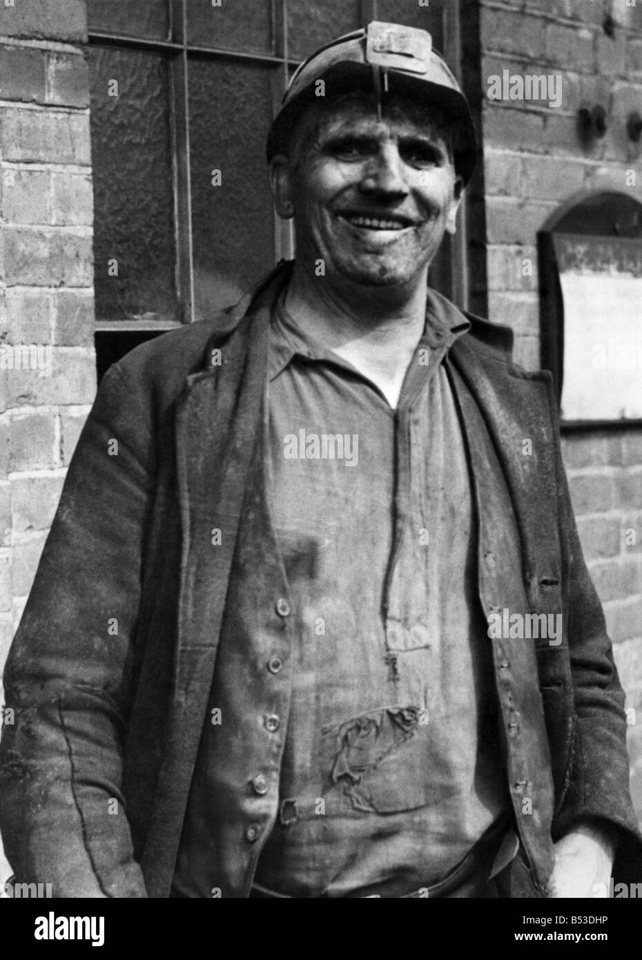 A happy miner at his pit&#13;&#10;August  1947 &#13;&#10;P017731 Stock Photo