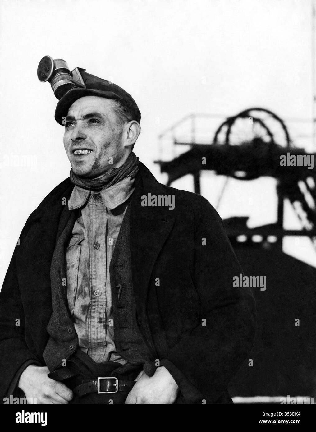 A happy miner at his pit&#13;&#10;December 1947 &#13;&#10;P017731 Stock Photo