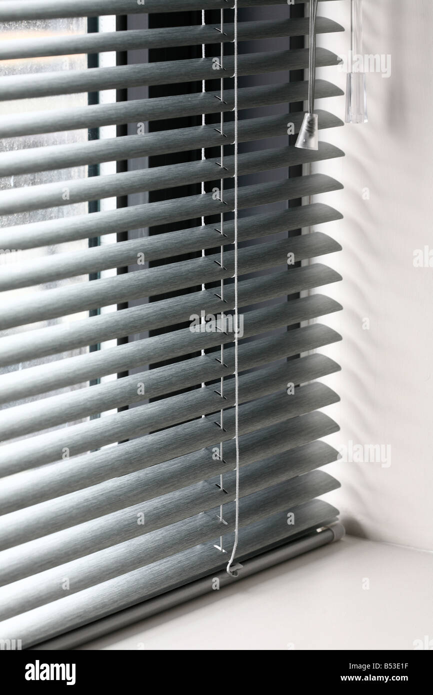 Brushed stainless steel Venetian blind Stock Photo - Alamy