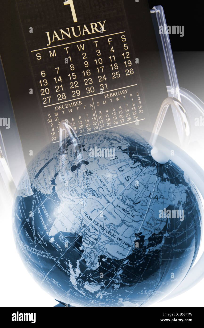Globe and Desk Calendar Stock Photo Alamy