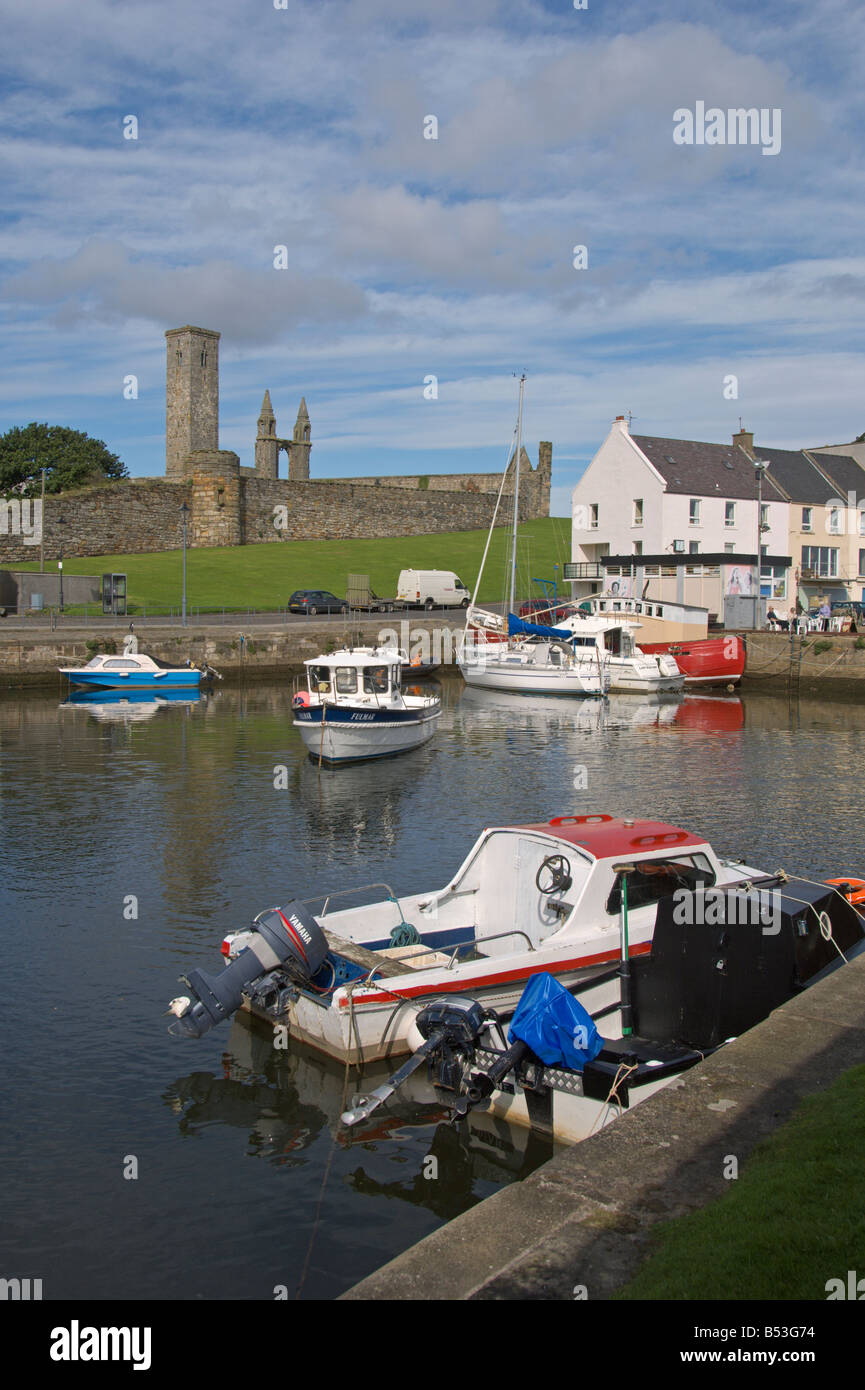 St Andrews Old harbour cathedral St Rules Tower Fife Scotland August 2008 Stock Photo