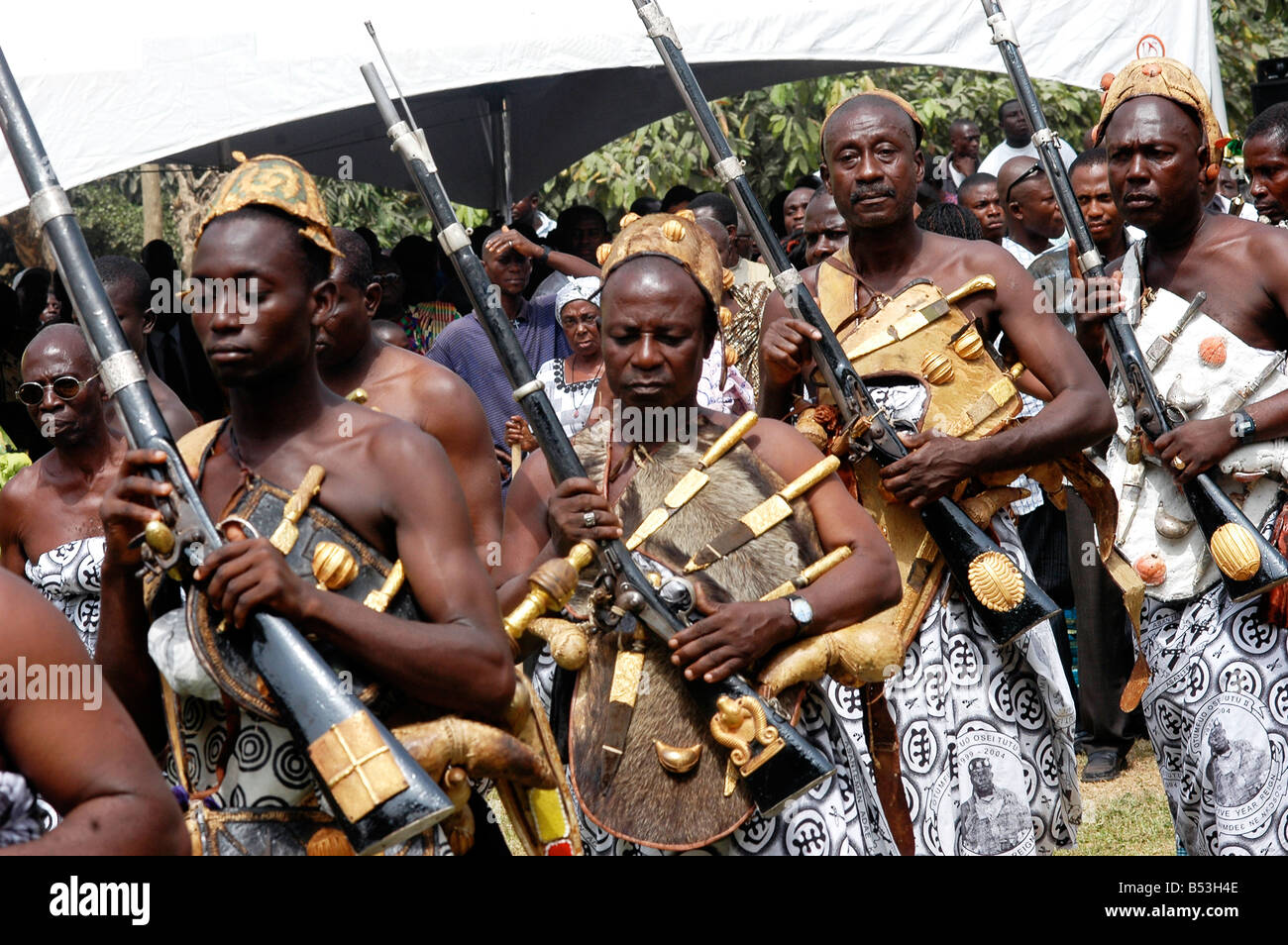 The Akyempim division of the Ashanti Kingdom of Ghana the warriors or bodyguards of the King of Ashanti King Osei Tutu II Stock Photo