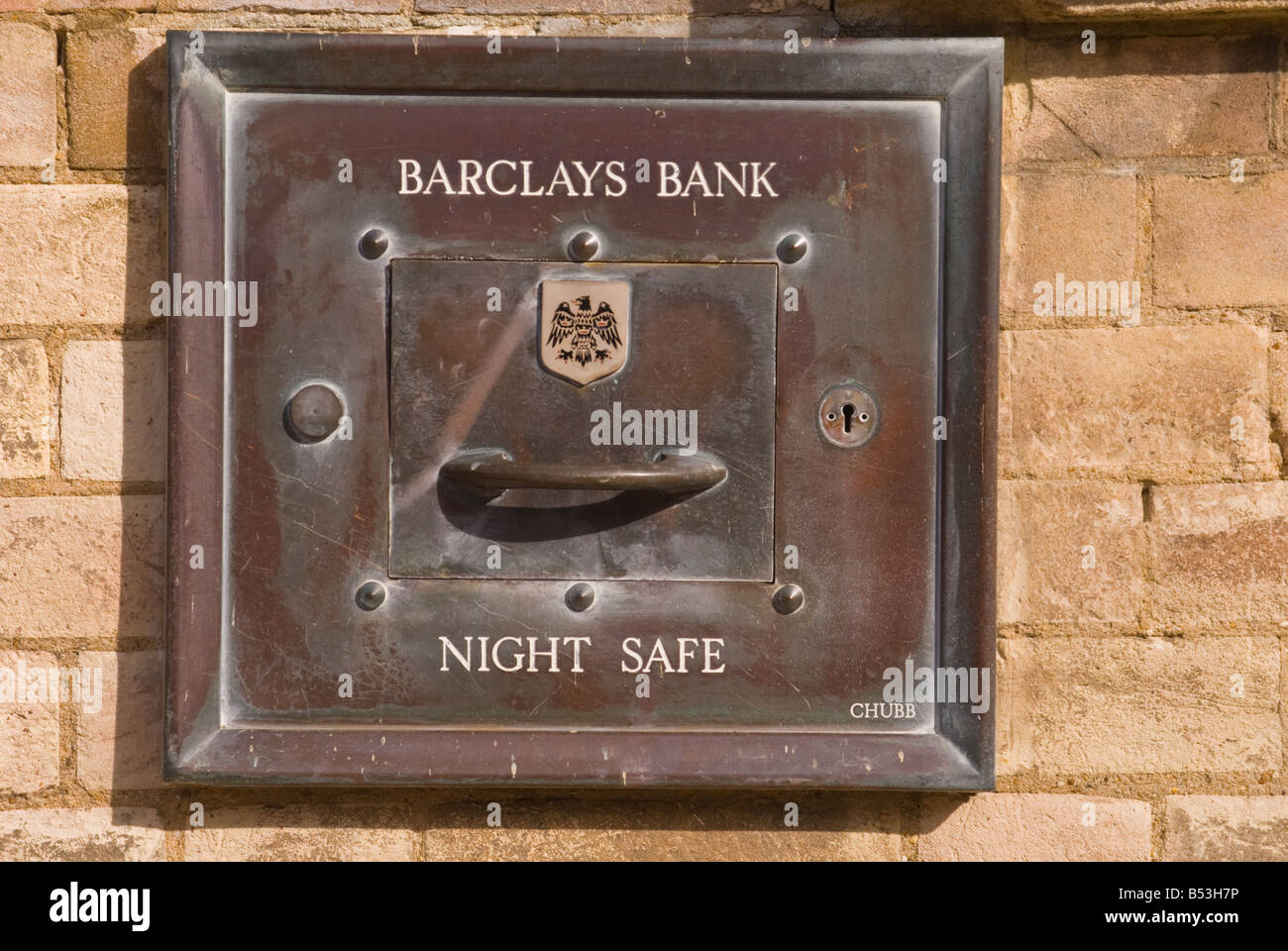 Night Safe outside Barclays bank in uk made by chubb Stock Photo Alamy