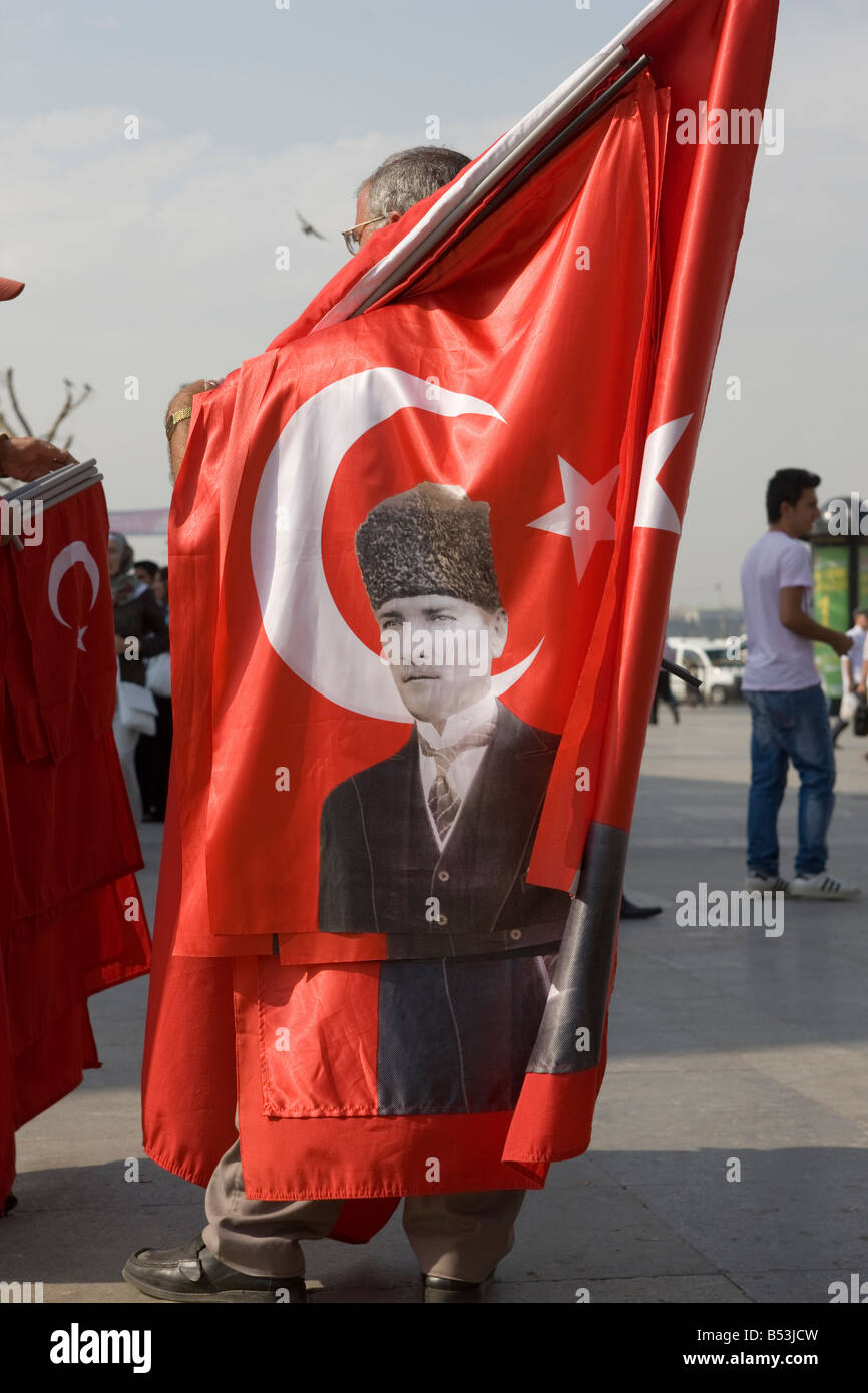 Flag Seller Eminonu Istanbul Turkey Stock Photo