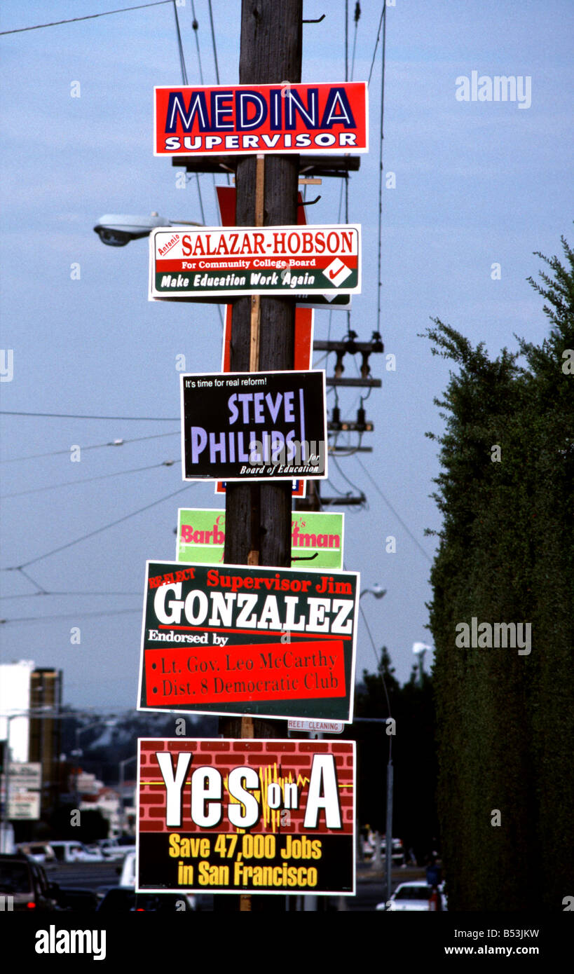 campaign posters in San Francisco California Stock Photo