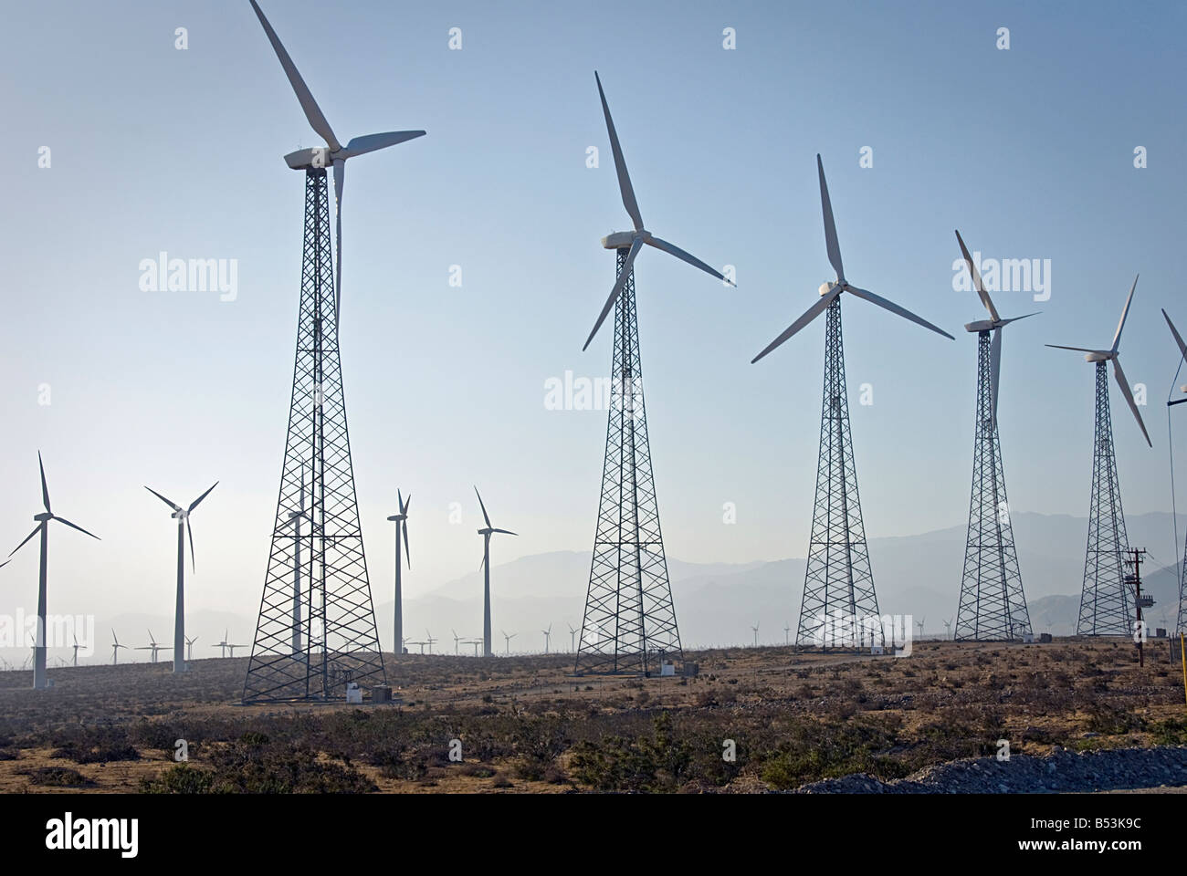 Wind Farm, Turbines, North Palm Springs, CA, San Gorgonio Pass,  Coachella Valley , turbine wind farm Stock Photo