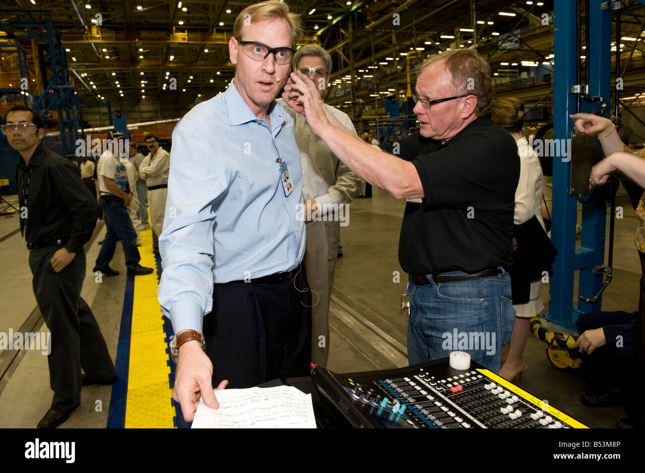 Patrick M Shanahan, Vice President & General Manager of the Boeing 787 Program, prepares for the meeting with employees. Stock Photo