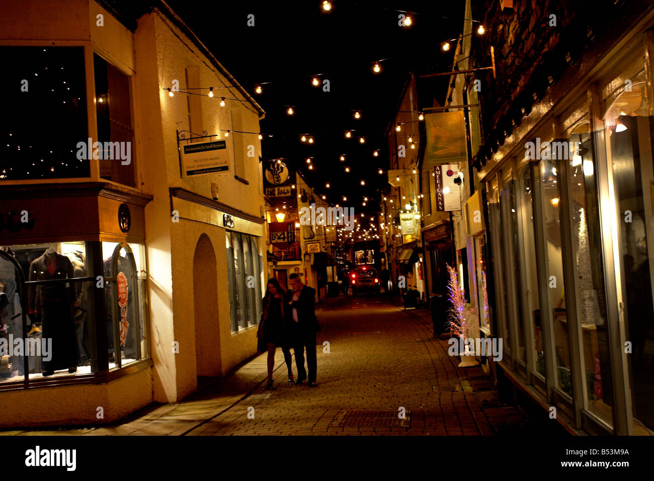 Bowness on Windermere Village at night Stock Photo Alamy