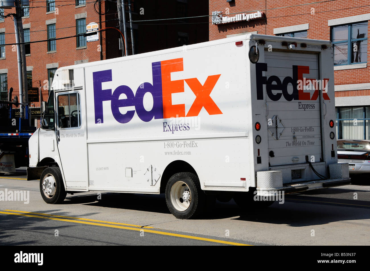 Fed-Ex van, Portland, Maine, USA Stock Photo