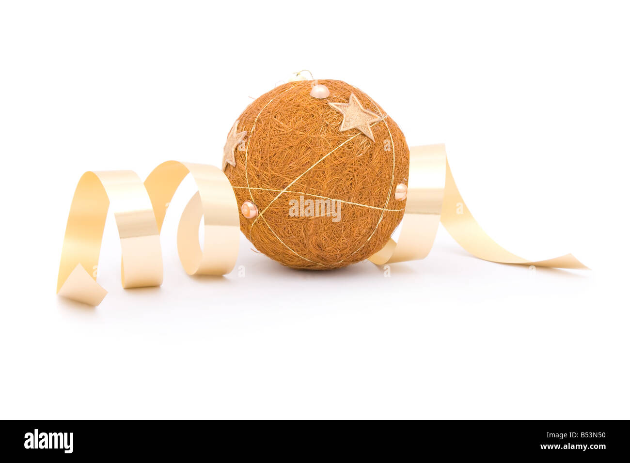 Christmas ball and a ribbon isolated on a white background Stock Photo ...