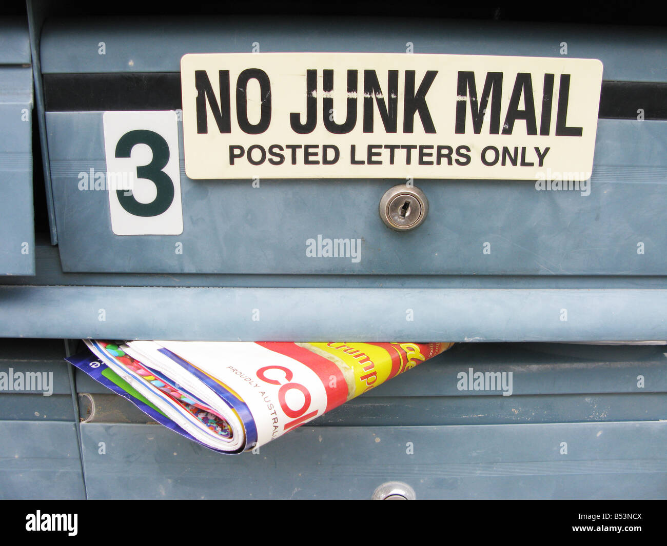 Post box with no junk mail sign Stock Photo Alamy