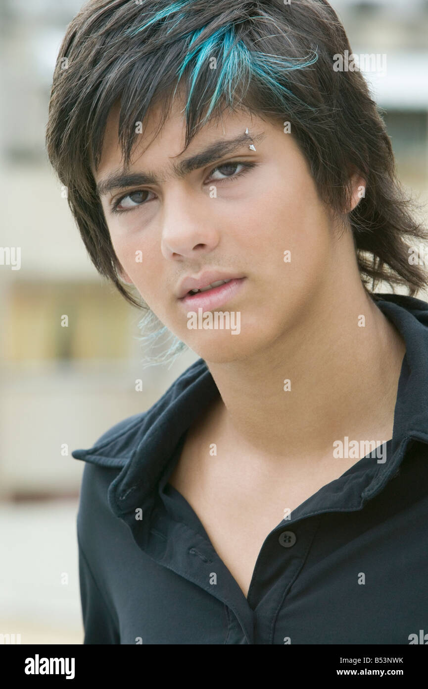 Hispanic teenager with eyebrow piercing Stock Photo Alamy