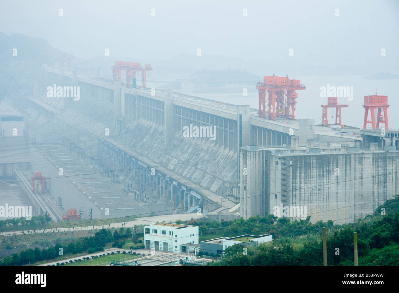 An aerial view of the Three Gorges Dam Project, China. Stock Photo