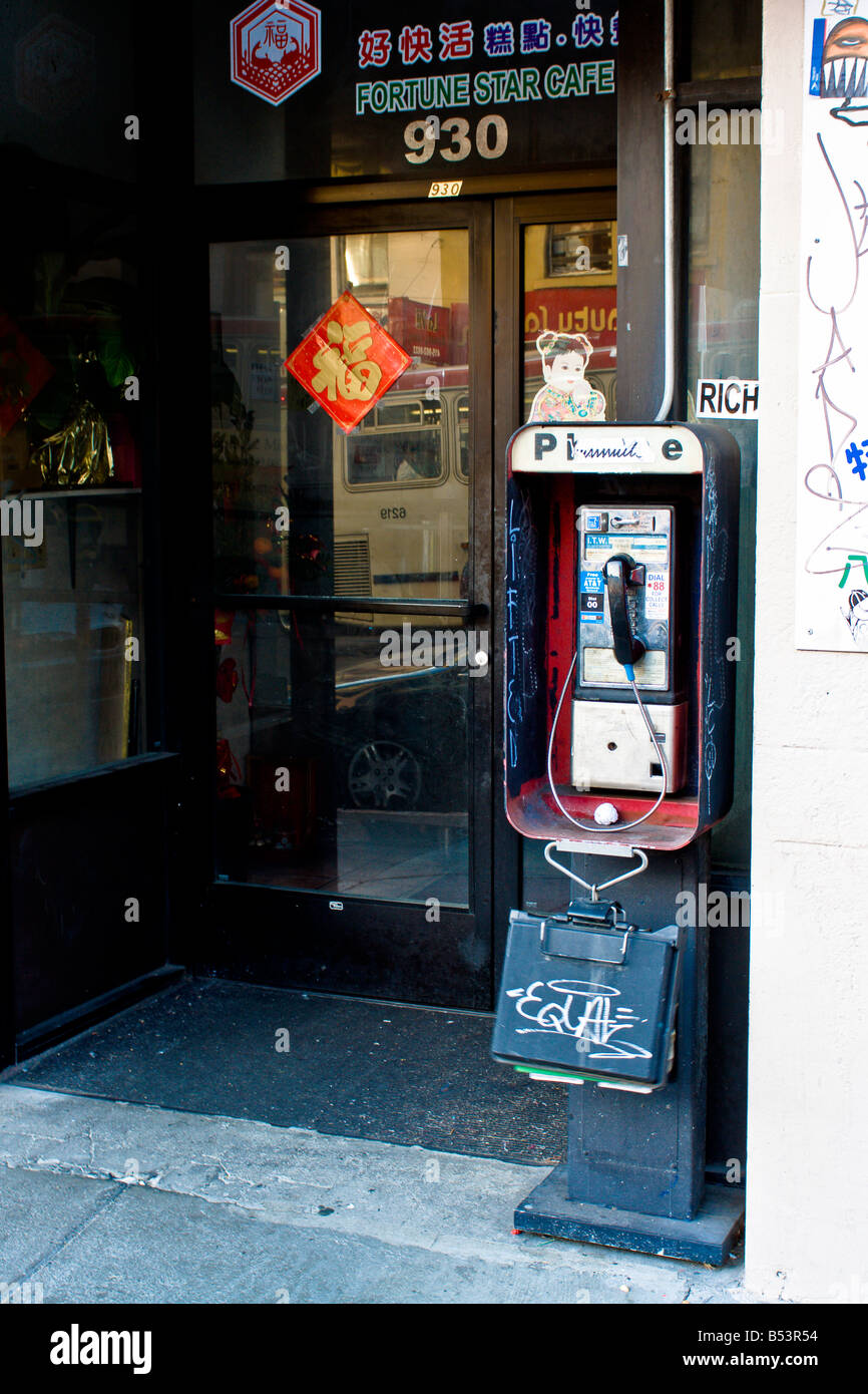 A telephone booth on the street in San Francisco Stock Photo Alamy