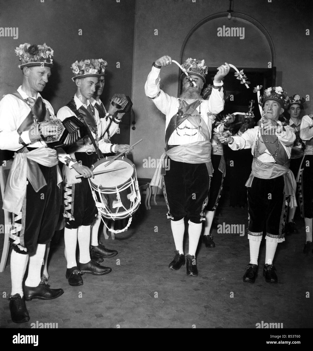 Folk-Dancing at the Albert Hall.  Our picture shows: Men performing a Morris Dance. January 1953 D181-001 Stock Photo