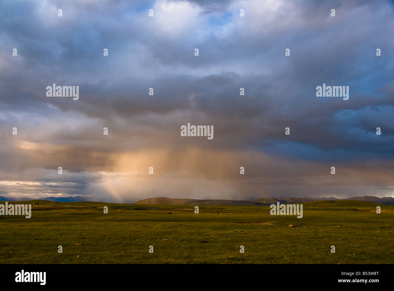 Storm clouds over Mongolian Steppes Stock Photo