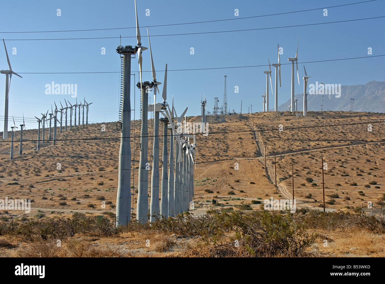 Wind Farm, Turbines, North Palm Springs, CA, San Gorgonio Pass,  Coachella Valley , turbine wind farm Stock Photo