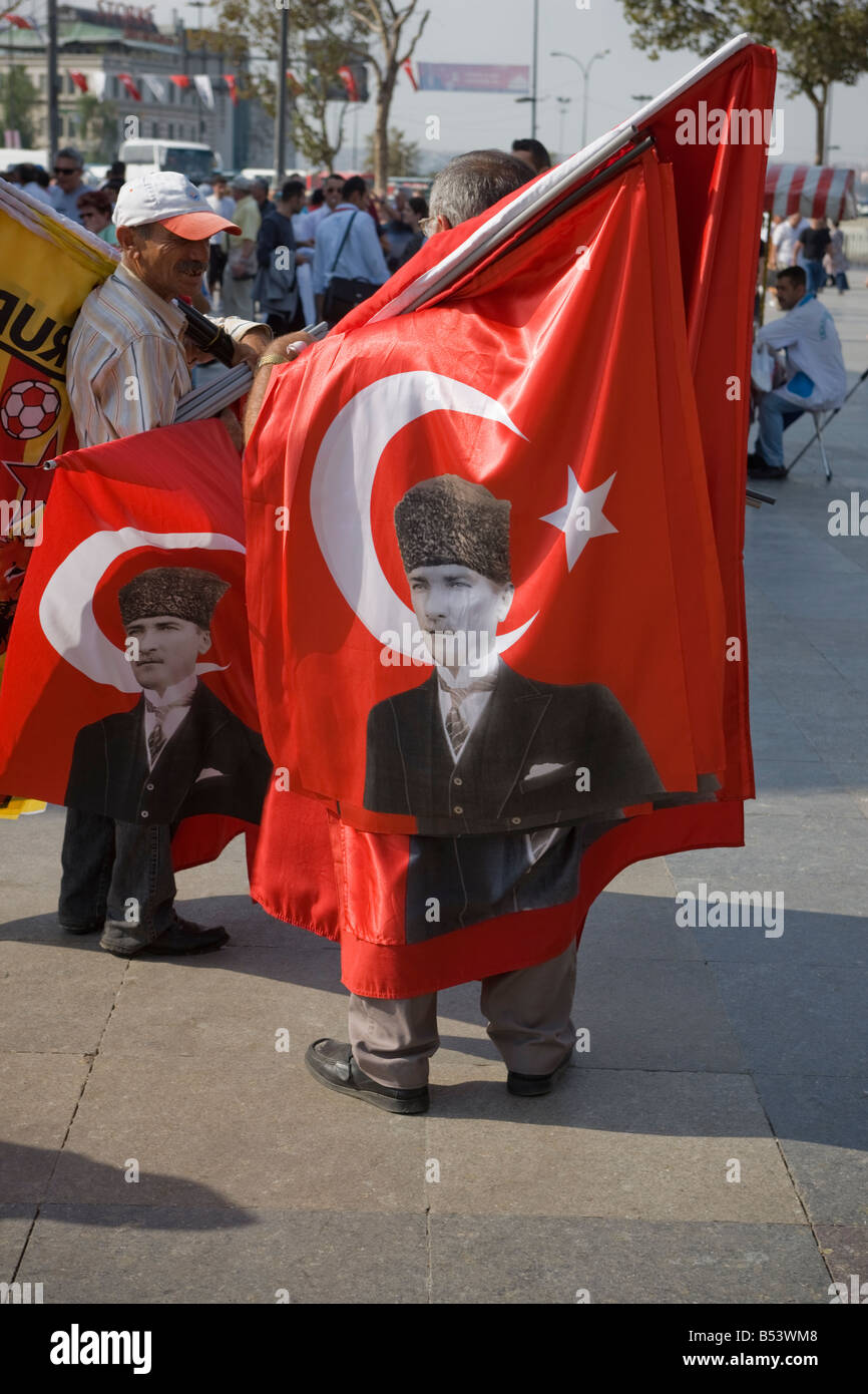 Flag Seller Eminonu Istanbul Turkey Stock Photo