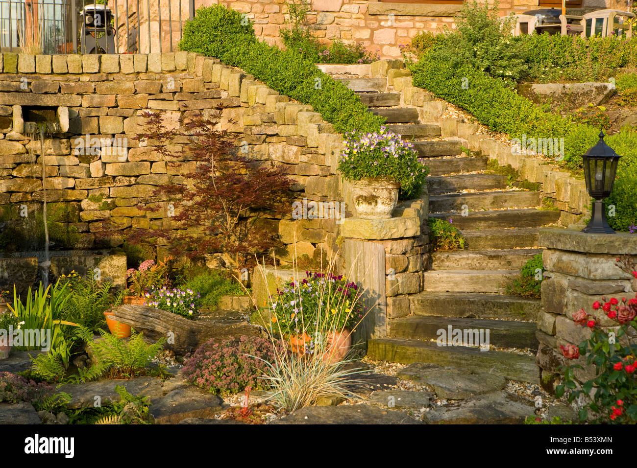 stone steps in a large garden Stock Photo