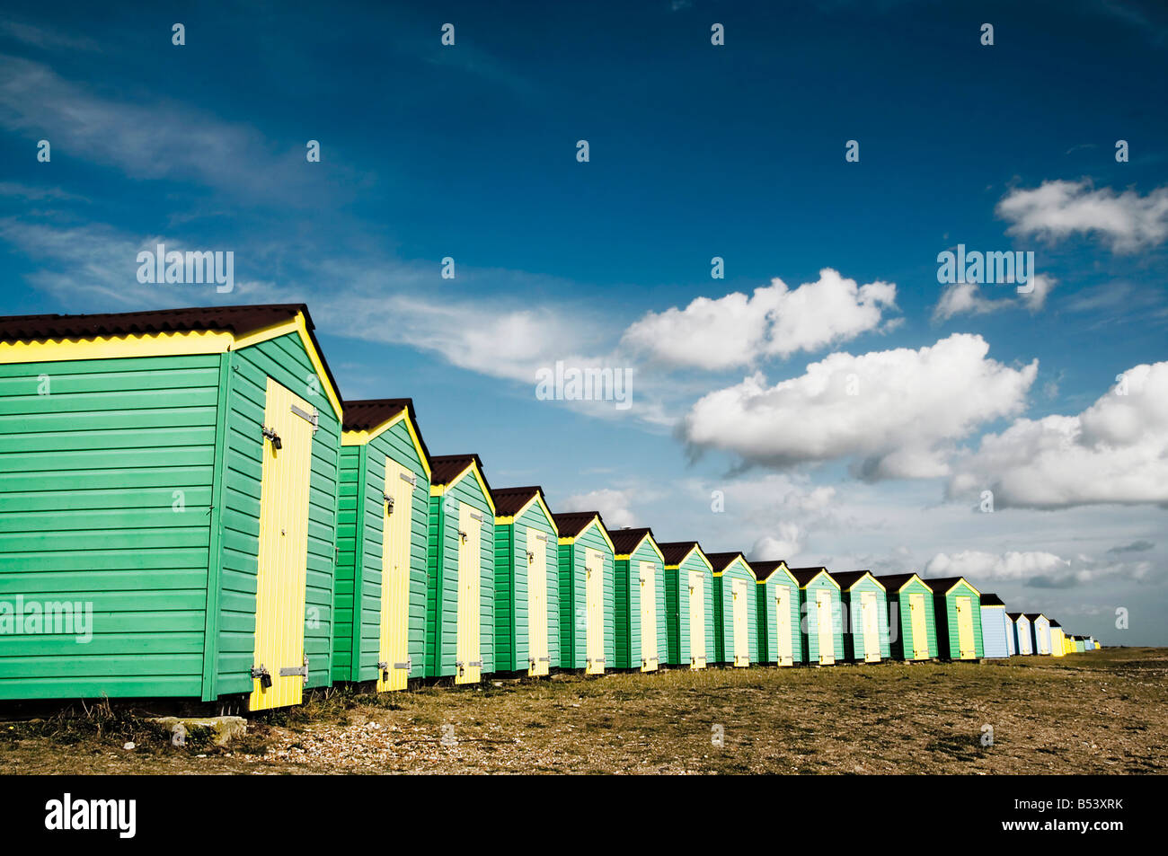 Colourful Beach huts on Littlehampton beach west sussex Stock Photo Alamy