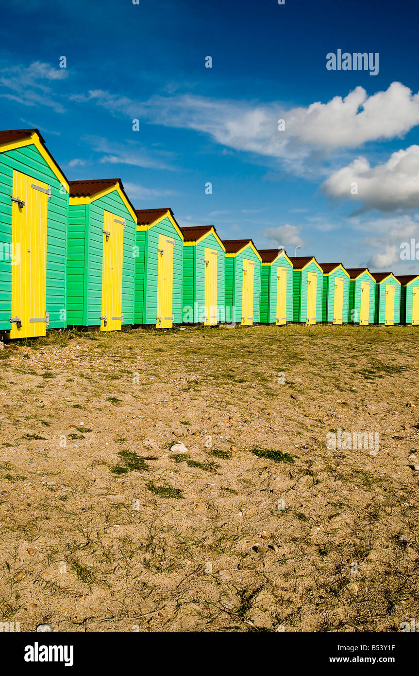 Colourful Beach huts on Littlehampton beach west sussex Stock Photo Alamy