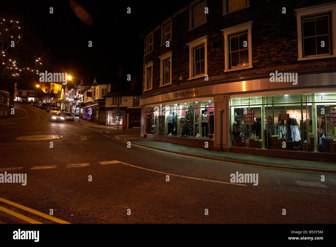 Bowness on Windermere Village at night Stock Photo Alamy