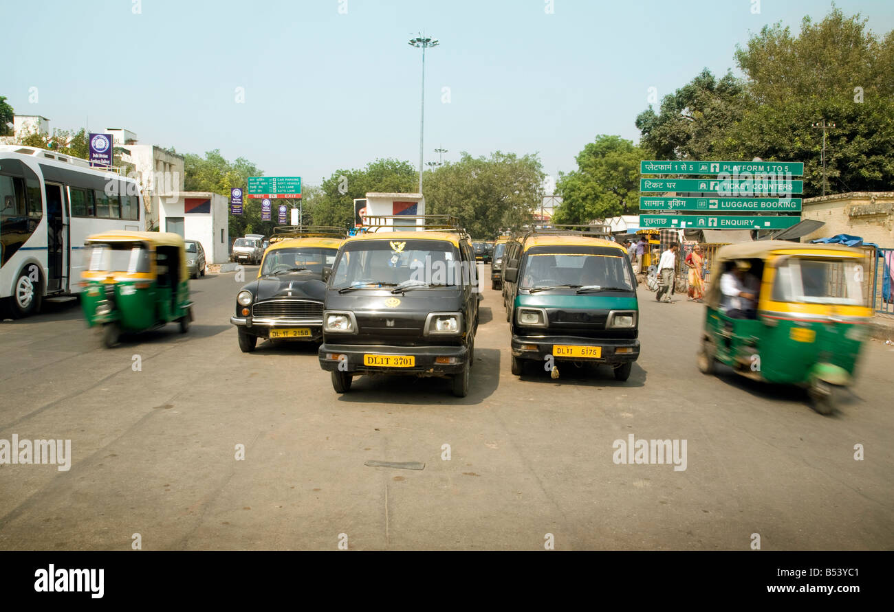 Taxis of different types in New Delhi, India Stock Photo